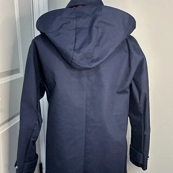 Women's JCrew Belvedere A Line Navy Blue Swing Trench Coat Size S NWOT - Picture 5 of 5